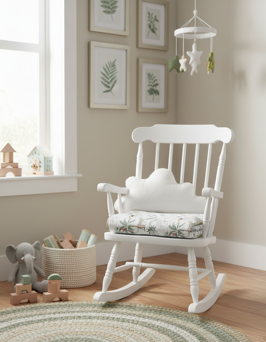 Forest Friends baby blanket made from Turkish cotton displayed in a cozy nursery setting